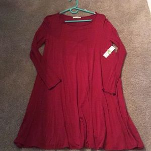 Red long sleeve t-shirt dress